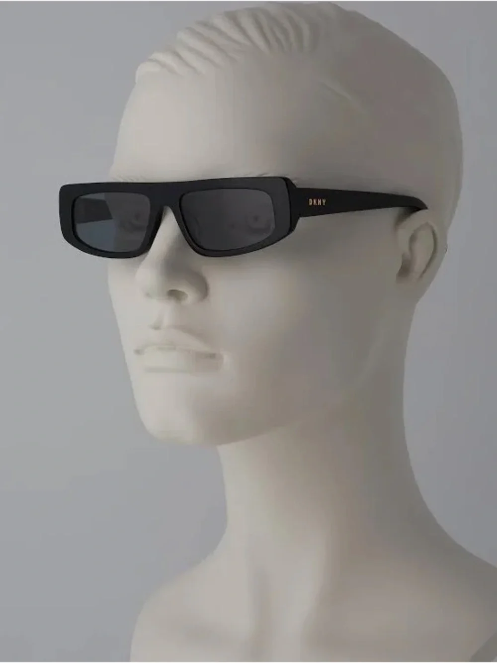 DKNY DK 518 Black Rectangular Sunglasses with Dark Gray Lenses